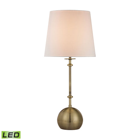 Orb Base LED Table Lamp In Antique Brass