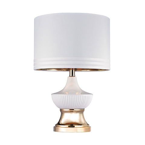 White Ribbed 1 Light Genie Lamp In Gloss White And Gold