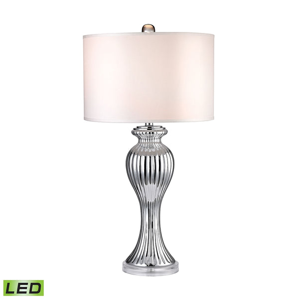 Silver Ribbed Tulip LED Table Lamp