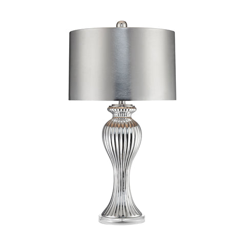 Ribbed Tulip Table Lamp In Silver And Chrome