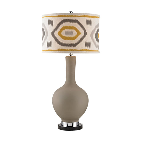 Matte Grey Lamp With Patterned Shade