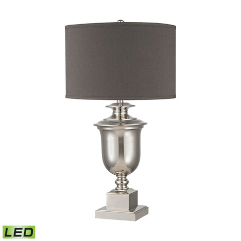 Spun Metal LED Lamp With Grey Shade