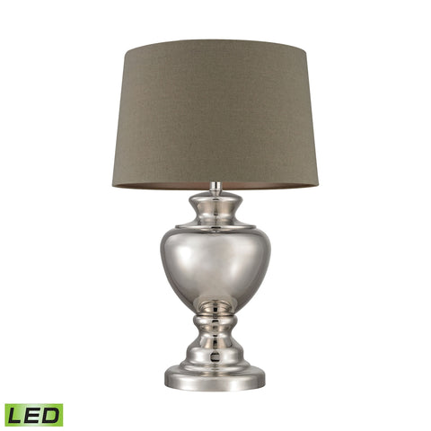 Spun Metal LED Lamp With Natural Shade