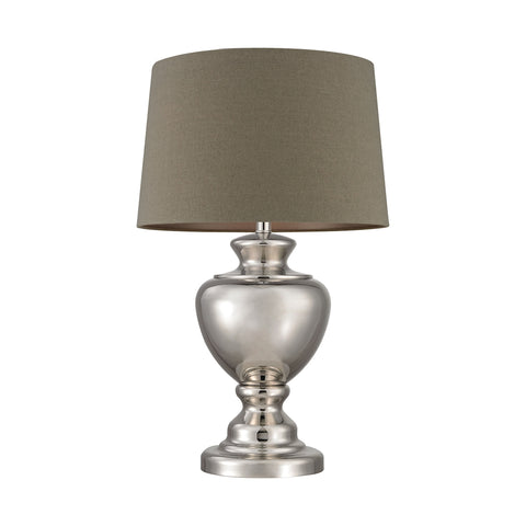 Spun Metal Lamp With Natural Shade