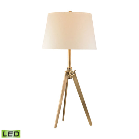 Brass Pointed LED Tripod Lamp In Antique Brass