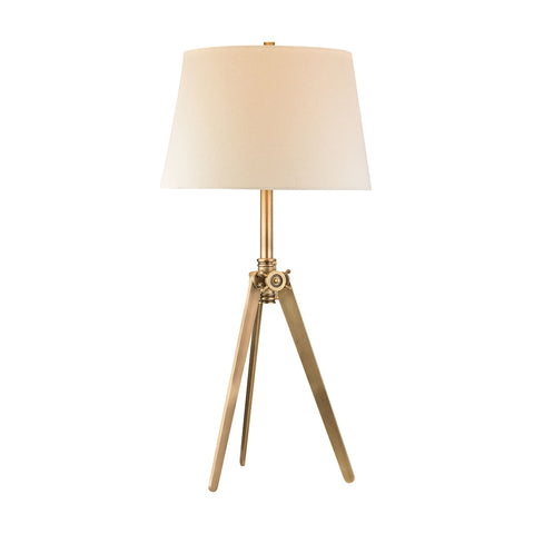 Brass Pointed Tripod Lamp In Antique Brass