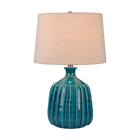 Ribbed Blues Ceramic Table Lamp