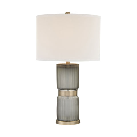 Cotillion 1 Light Table Lamp In Grey And Antique Brass