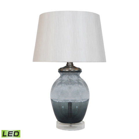 Smoked and Frosted Glass LED Table Lamp in Grey With Grey Shade