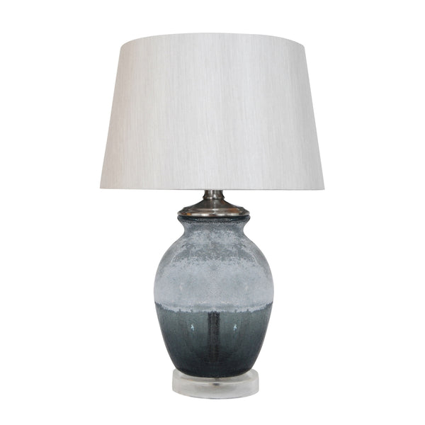Smoked and Frosted Glass Table Lamp in Grey With Grey Shade