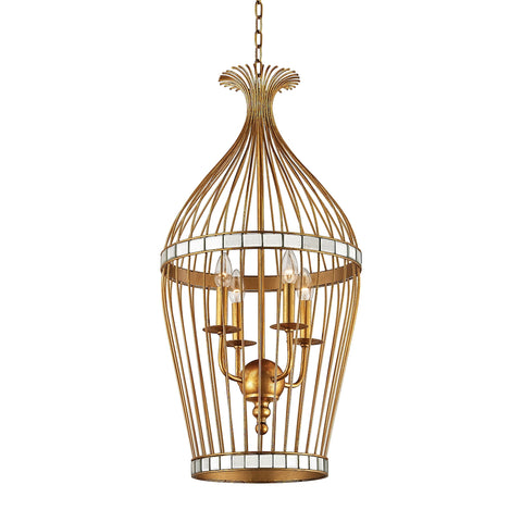 Five Cays Gold Leaf 32-Inch Glass and Metal Pendant