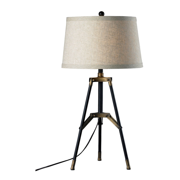 Functional Tripod Table Lamp In Restoration Black And Aged Gold