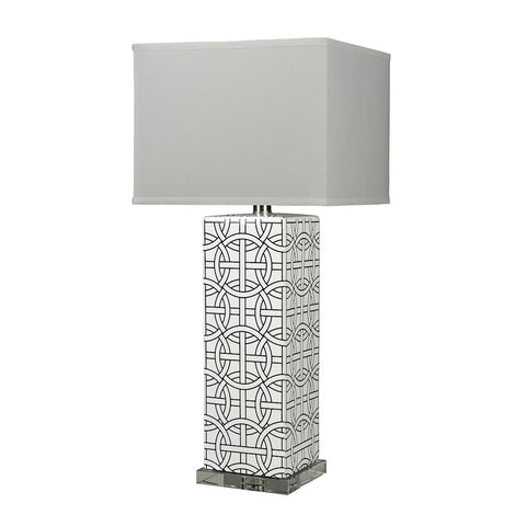 Linked Rings Ceramic Table Lamp in White and Blue