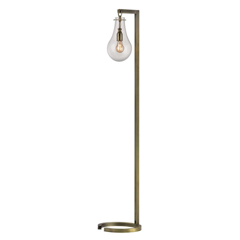 Antique Brass Floor Lamp With Clear Glass Shade
