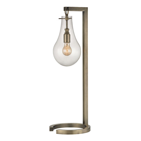 Antique Brass Table Lamp With Clear Glass Shade
