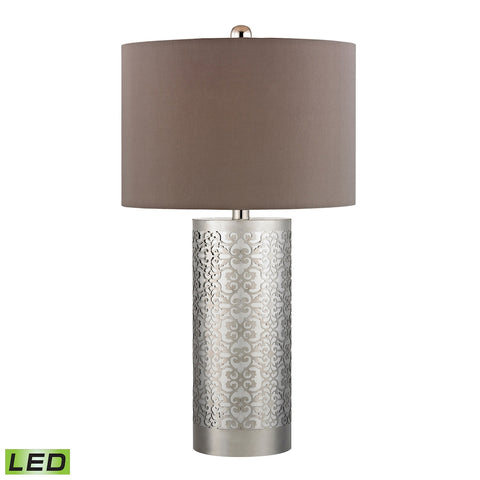 Metal Filigree LED Table Lamp in Polished Nickel