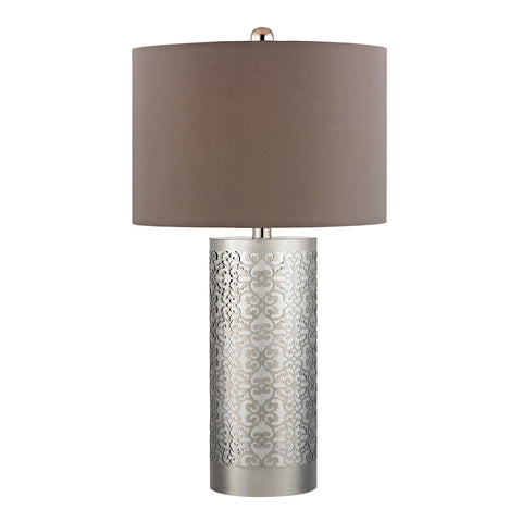 Metal Filigree Table Lamp in Polished Nickel