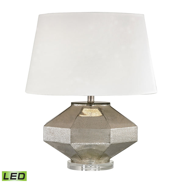 Angular Blown Glass LED Table Lamp in Silver
