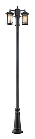 Z-Lite Woodland 3 Light Outdoor Post Light 527MP3-519P-BK