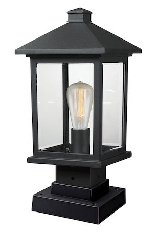 Z-Lite Portland 1 Light Outdoor Pier Mount Light 531PHMS-SQPM-BK
