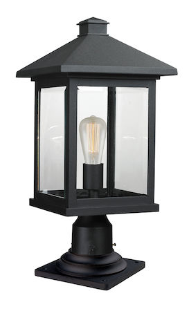 Z-Lite Portland 1 Light Outdoor Pier Mount Light 531PHBR-533PM-BK