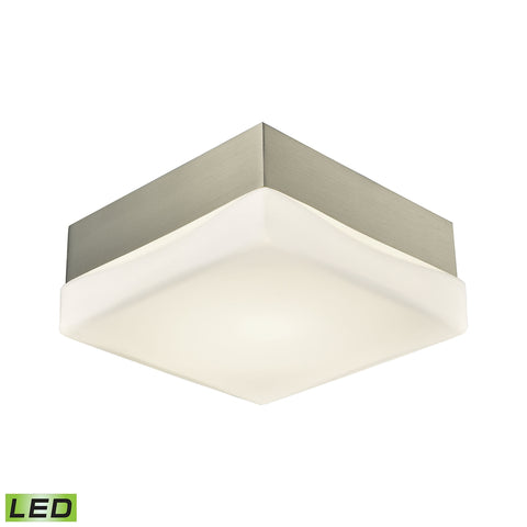 Wyngate 1 Light Square LED Flushmount In Satin Nickel And Opal Glass - Small