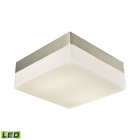 Wyngate 2 Light Square LED Flushmount In Satin Nickel And Opal Glass - Medium