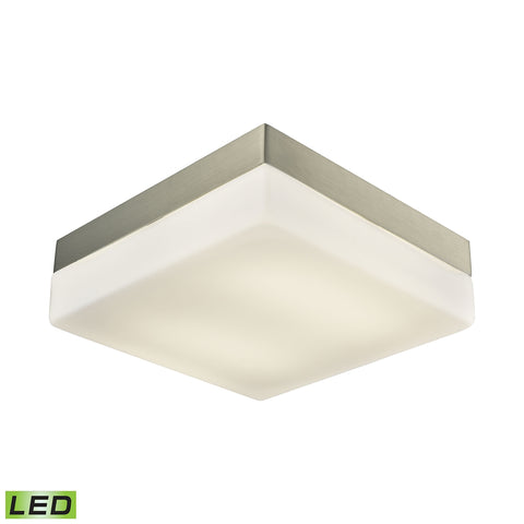 Wyngate 2 Light Square LED Flushmount In Satin Nickel And Opal Glass - Large