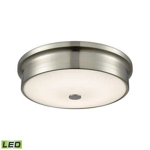 Towne Round LED Flushmount In Satin Nickel And Opal Glass - Small
