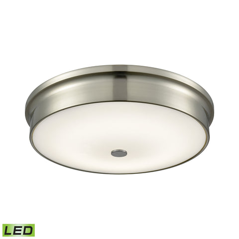 Towne Round LED Flushmount In Satin Nickel And Opal Glass - Large