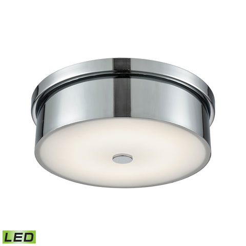 Towne Round LED Flushmount In Chrome And Opal Glass - Small