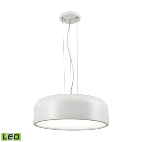 Kore 1 Light LED Pendant In White With Acrylic Diffuser