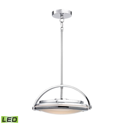 Quincy 1 Light LED Pendant In Chrome And Paint White Glass