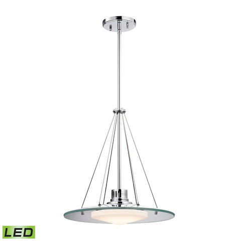 Tribune 1 Light LED Pendant In Chrome And Opal Glass