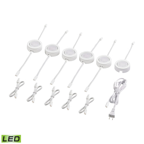 Tuxedo Swivel 6 Piece LED Undercabinet Light Set In White