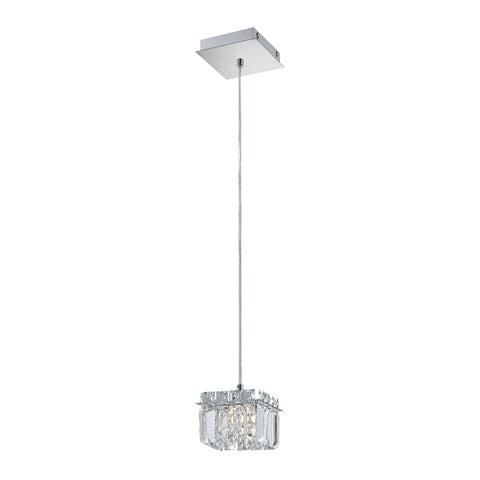 Crown 1 Light Pendant In Chrome And Clear Crystal Glass