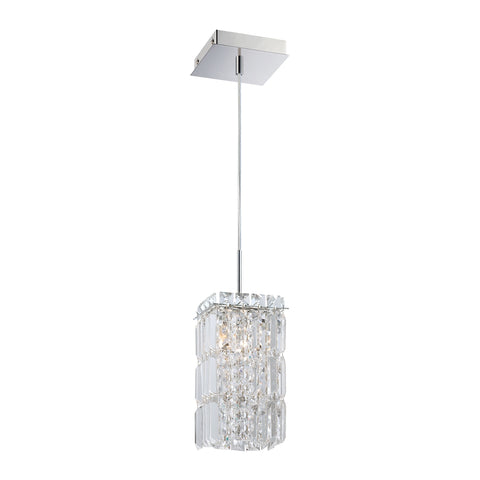 King 1 Light Pendant In Chrome And Clear Crystal Glass