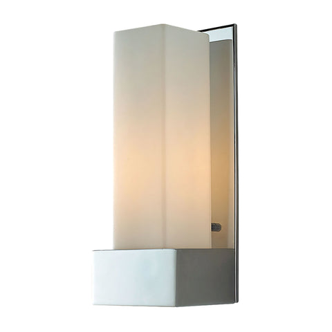 Solo Tall 1 Light Sconce In Chrome With White Opal Glass