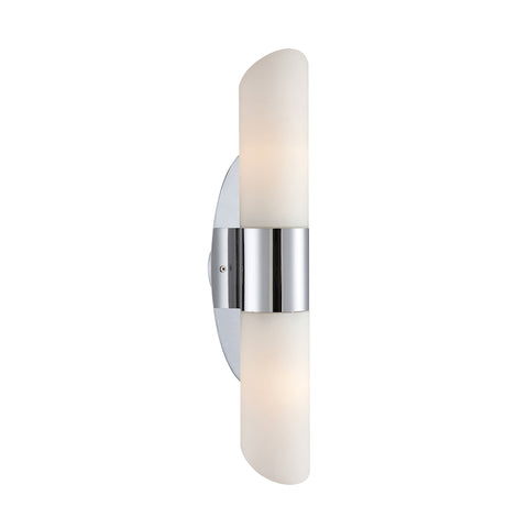 Ango 2 Light Sconce In Chrome With Chamfer-Cut White Opal Glass