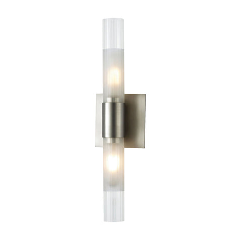 Regato Duo 2 Light Sconce In Satin Nickel With Clear And Frosted Glass