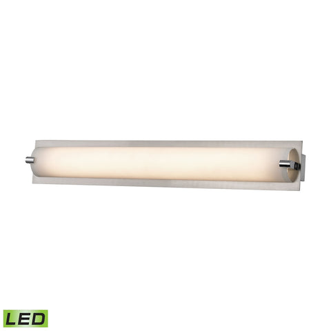Piper LED Small Vanity In Matte Satin Nickel And White Opal