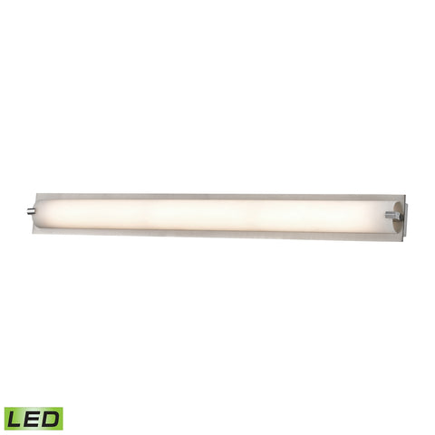 Piper LED Medium Vanity In Matte Satin Nickel And White Opal